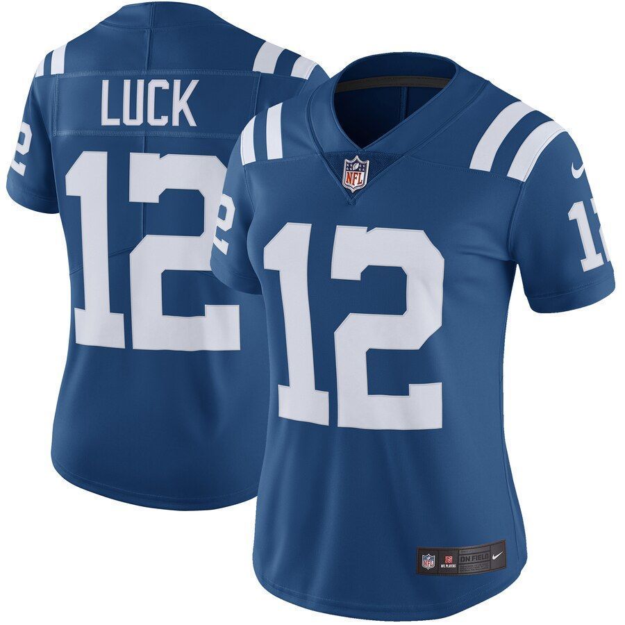 Women's Indianapolis Colts #12 Andrew Luck Blue Vapor Untouchable Limited Stitched Jersey(Run Small)